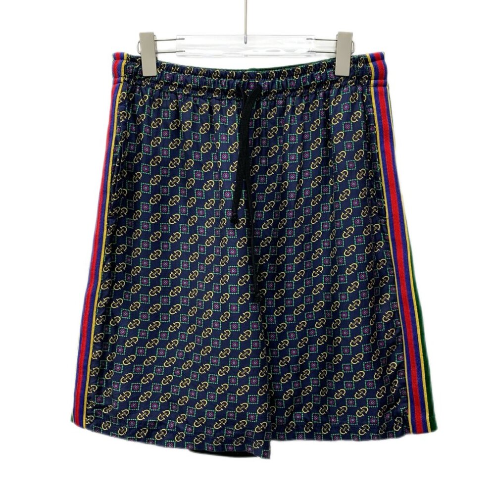 Gucci Color-Block Logo Print Full-Print Silk Drawstring Shorts